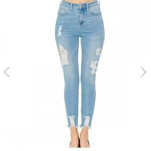 Wax Jean Distressed Ripped Light Wash Skinny Jean - Size 11 / 30